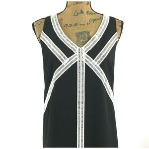 NWT Kelly & Diane Dress 10 Black White Crisscross Lace Racerback Work Party